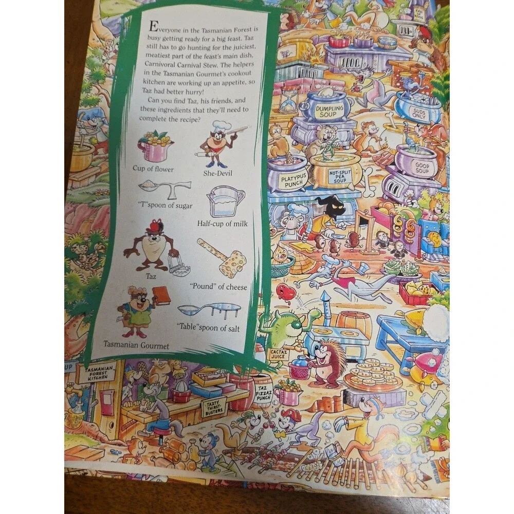 Look And Find Taz Looney Tunes Warner Brothers 1996 Vintage Hardcover